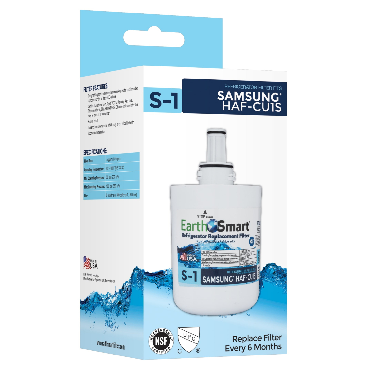 2 Pack EarthSmart Replacement Refrigerator Water Filter S-1 Samsung HAF-CU1S 